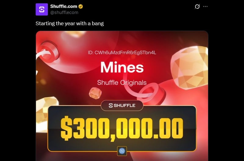 Twitter 300K Shuffle Mines Win